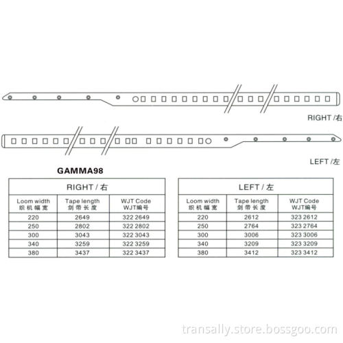 Rapier Loom Tapes for Gamma190/Gamma/Gamma9/ 190